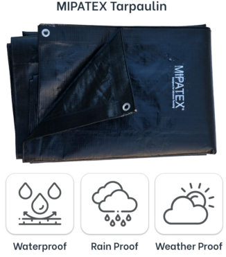 Mipatex Tarpaulin / Tirpal 14 Feet x 15 Feet 150 GSM (Black)