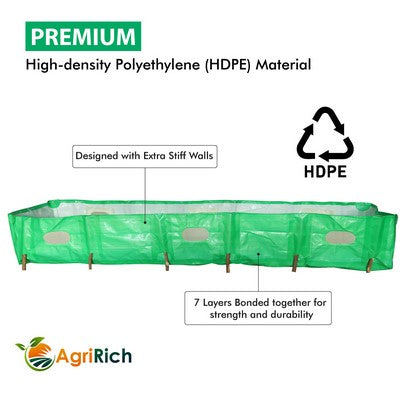AgriRich HDPE Vermi Compost Bed 450 GSM for Organic Agriculture Manure, 10ft x 4ft x 2ft (Green)