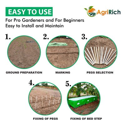 AgriRich HDPE Vermi Compost Bed 450 GSM for Organic Agriculture Manure, 12ft x 4ft x 2ft (Green)