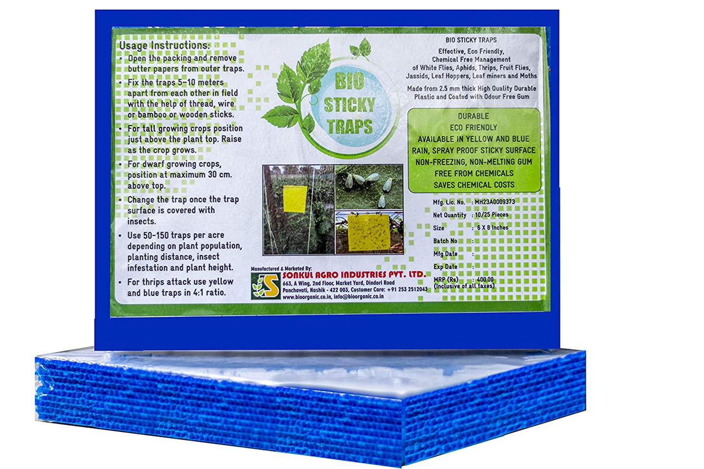 Sonkul Jumbo Blue Sticky Trap - 6 x 8 inches (25 Pieces)