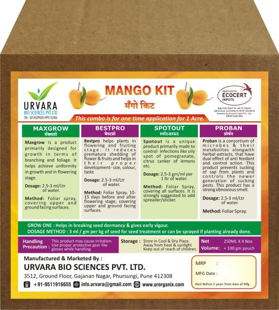 Urvara Mango Kit - Organic Kit for Growth, Flowering & Sucking Pest Controller