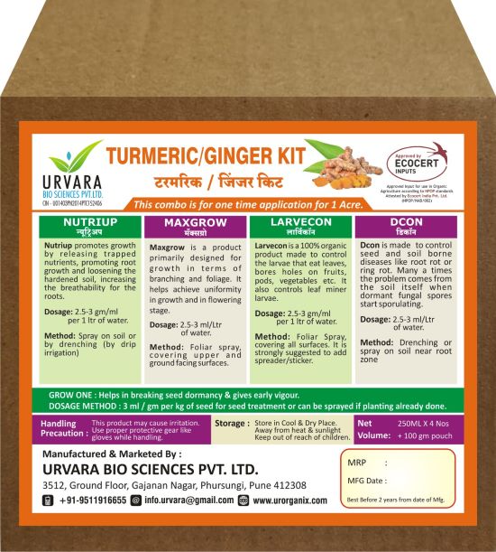 Urvara Turmeric Kit - Organic Kit for Growth, Larvae & Fungal Disease Controller
