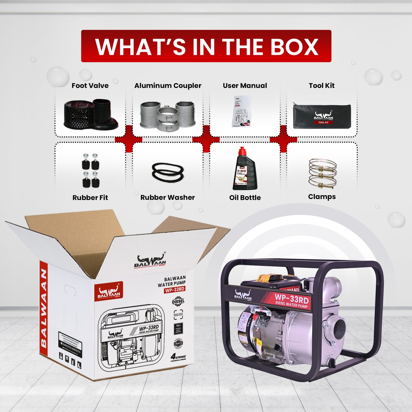 Balwaan Diesel Water Pump 7 HP WP-33RD