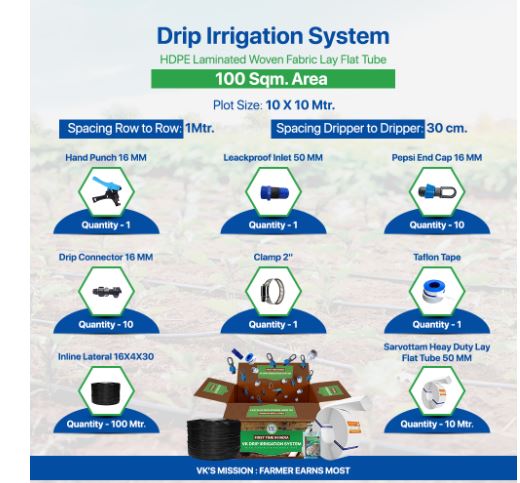 V.K. Dripshakti Irrigation System 100 Square Meter