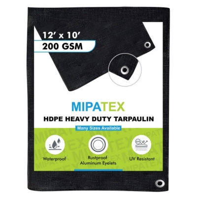 Mipatex Tarpaulin / Tirpal 11 Feet x 10 Feet 200 GSM (Black)