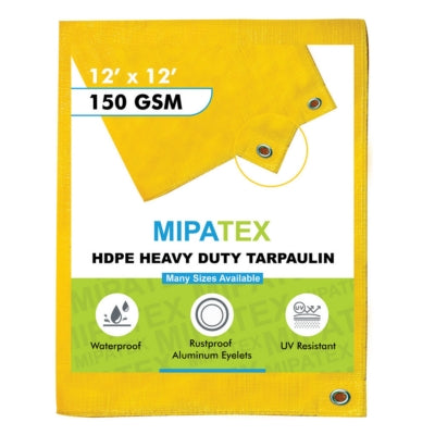 Mipatex Tarpaulin / Tirpal 11 Feet x 12 Feet 150 GSM (Yellow)