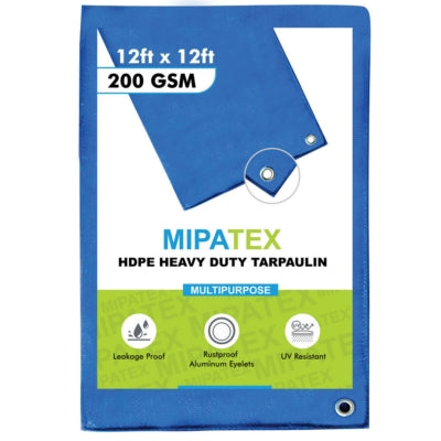 Mipatex Tarpaulin / Tirpal 11 Feet x 12 Feet 200 GSM (Blue)