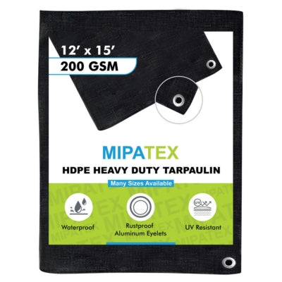 Mipatex Tarpaulin / Tirpal 11 Feet x 15 Feet 200 GSM (Black)