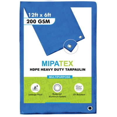 Mipatex Tarpaulin / Tirpal 12 Feet x 6 Feet 200 GSM (Blue)