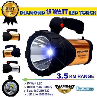 15W Rechargeable LED Torch with SOS Function