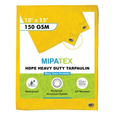Mipatex Tarpaulin / Tirpal 14 Feet x 15 Feet 150 GSM (Yellow)