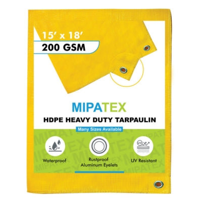Mipatex Tarpaulin / Tirpal 14 Feet x 18 Feet 200 GSM (Yellow)