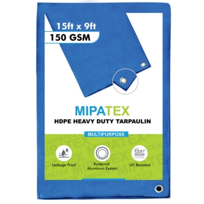 Mipatex Tarpaulin / Tirpal 15 Feet x 9 Feet 150 GSM (Blue)