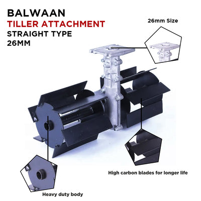 Balwaan Tiller Attachment 26mm Straight Type (Silver)