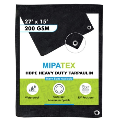 Mipatex Tarpaulin / Tirpal 27 Feet x 15 Feet 200 GSM (Black)