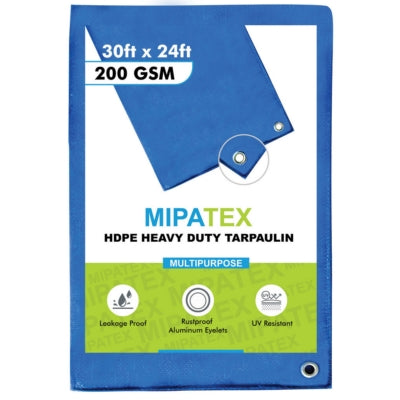 Mipatex Tarpaulin / Tirpal 30 Feet x 24 Feet 200 GSM (Blue)
