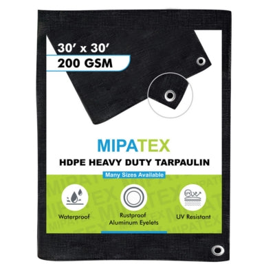 Mipatex Tarpaulin / Tirpal 29 Feet x 30 Feet 200 GSM (Black)