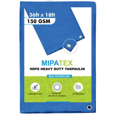 Mipatex Tarpaulin / Tirpal 36 Feet x 18 Feet 150 GSM (Blue)