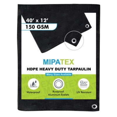 Mipatex Tarpaulin / Tirpal 40 Feet x 12 Feet 150 GSM (Black)