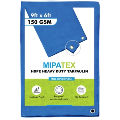 Mipatex Tarpaulin / Tirpal 9 Feet x 6 Feet 150 GSM (Blue)