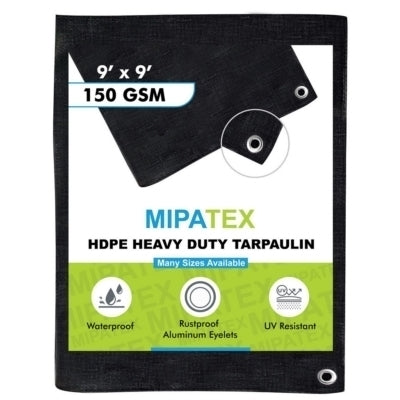 Mipatex Tarpaulin / Tirpal 8 Feet x 9 Feet 150 GSM (Black)