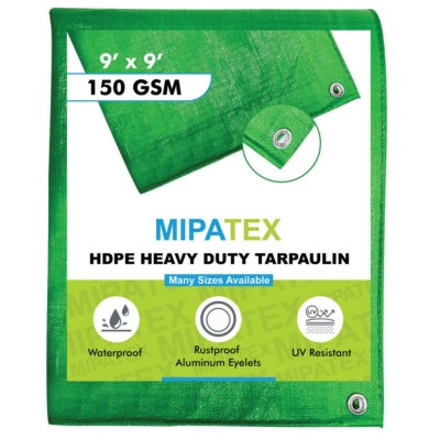 Mipatex Tarpaulin / Tirpal 8 Feet x 9 Feet 150 GSM (Green/White)