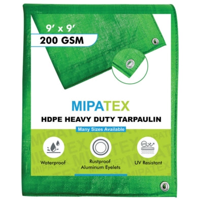 Mipatex Tarpaulin / Tirpal 8 Feet x 9 Feet 200 GSM (Green/White)
