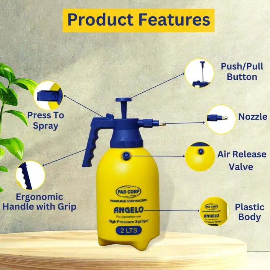 Pad Corp Angelo HP 2 Liter Hand Held Operated Garden Sprayer