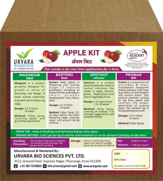 Urvara Apple Kit - Organic Kit for Growth, Sucking Pest & Disease Controller