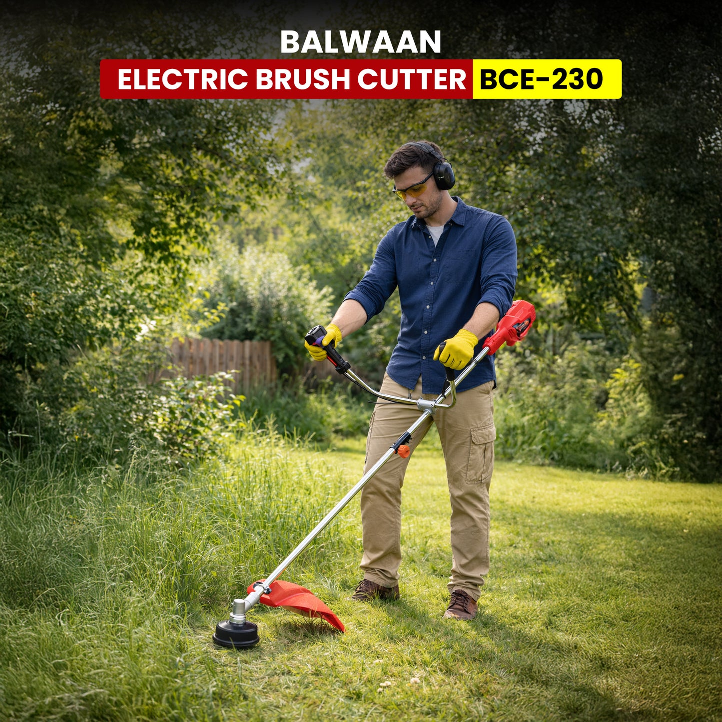 Balwaan Krishi Electric Brush Cutter Machine for Grass & Weed Cutting | Heavy Duty Electric Grass Cutter | High Power Lawn Trimmer for Garden, Farm & Agriculture Use | BCE-230