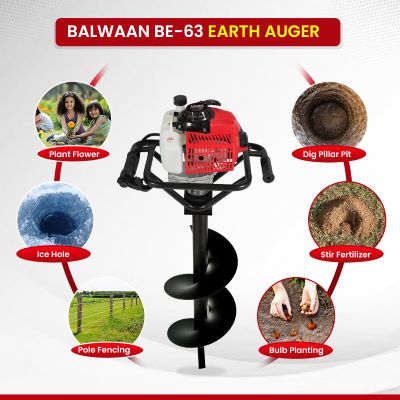 Balwaan Krishi Tree Planter with 8 & 12 inch Planter 63cc Petrol Engine 2 Stroke BE-63