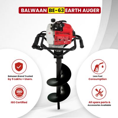 Balwaan Krishi Tree Planter with 8 & 12 inch Planter 63cc Petrol Engine 2 Stroke BE-63