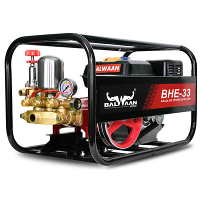 BALWAAN Krishi BHE-33 Portable HTP Power Sprayer for Agriculture with 6.5 HP 4 Stroke Engine for Gardening, Agriculture Use, Get Free 50 meter Hose Pipe, 1 Engine Oil Bottle & 2 Brass Gun|BHE 33