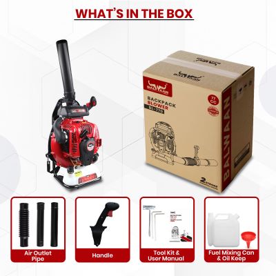 Balwaan Krishi Leaf Backpack Blower Petrol Operated | 77cc 2-Stroke Engine | 6500 RPM | 2.5L Fuel Tank | Ideal for Lawn Cleaning, Yard Work, Dust, Snow & Debris Removal|BL-770