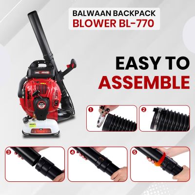 Balwaan Krishi Leaf Backpack Blower Petrol Operated | 77cc 2-Stroke Engine | 6500 RPM | 2.5L Fuel Tank | Ideal for Lawn Cleaning, Yard Work, Dust, Snow & Debris Removal|BL-770