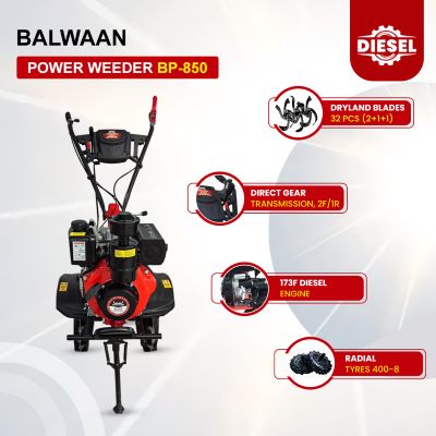 Balwaan Diesel Power Weeder BP-850 | 247cc 4-Stroke Diesel Engine | 40-inch Working Width