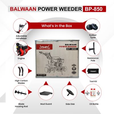 Balwaan Diesel Power Weeder BP-850 | 247cc 4-Stroke Diesel Engine | 40-inch Working Width