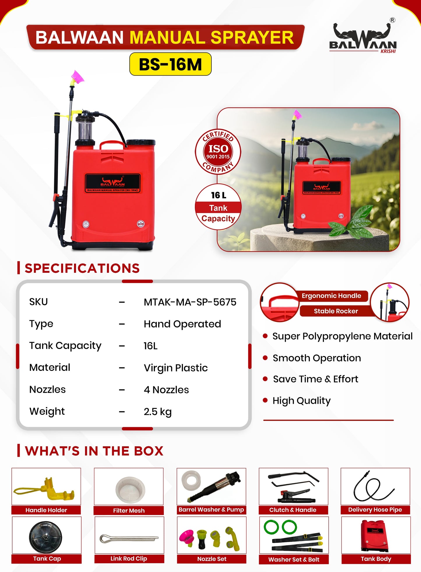 Balwaan Manual Sprayer 16 litres BS-16M