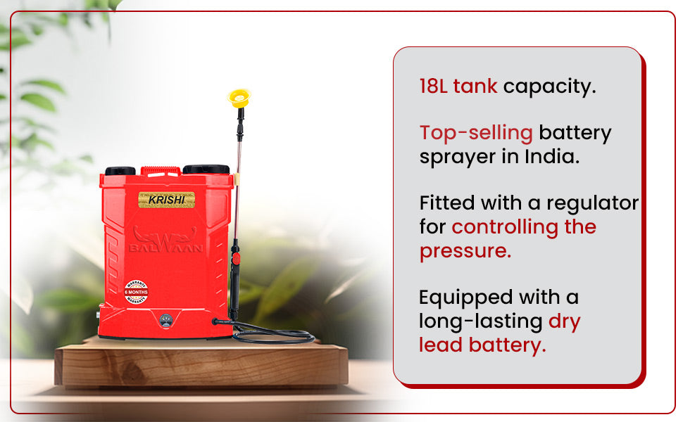 Balwaan Krishi Battery Sprayer (12x8) BS-20  | High Pressure up to 15 feet Spray