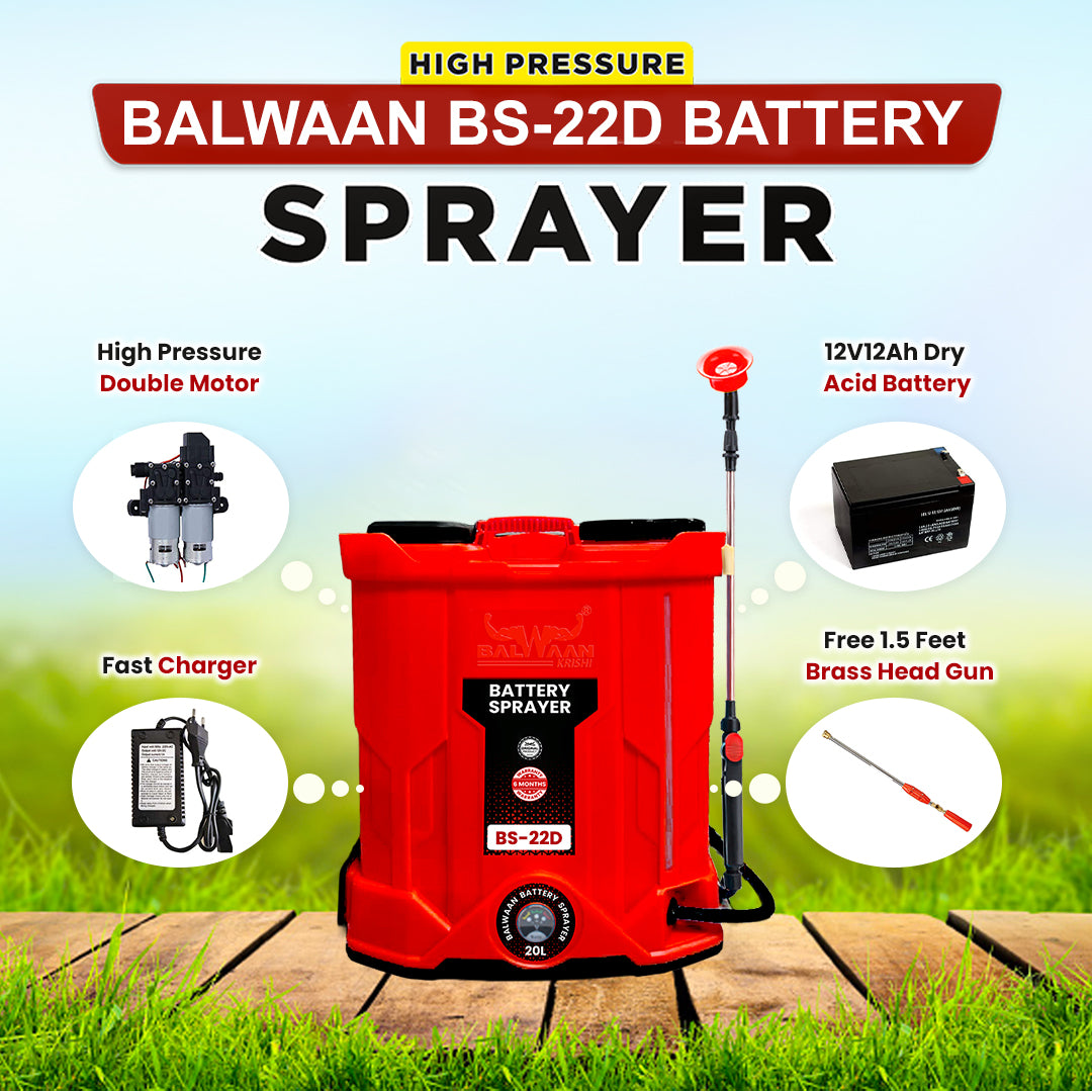 Balwaan Krishi Double Motor Battery Sprayer (12x12) BS-22D | High Pressure up to 20 feet Spray | Knapsack Sprayer | 20 Litre Tank Capacity