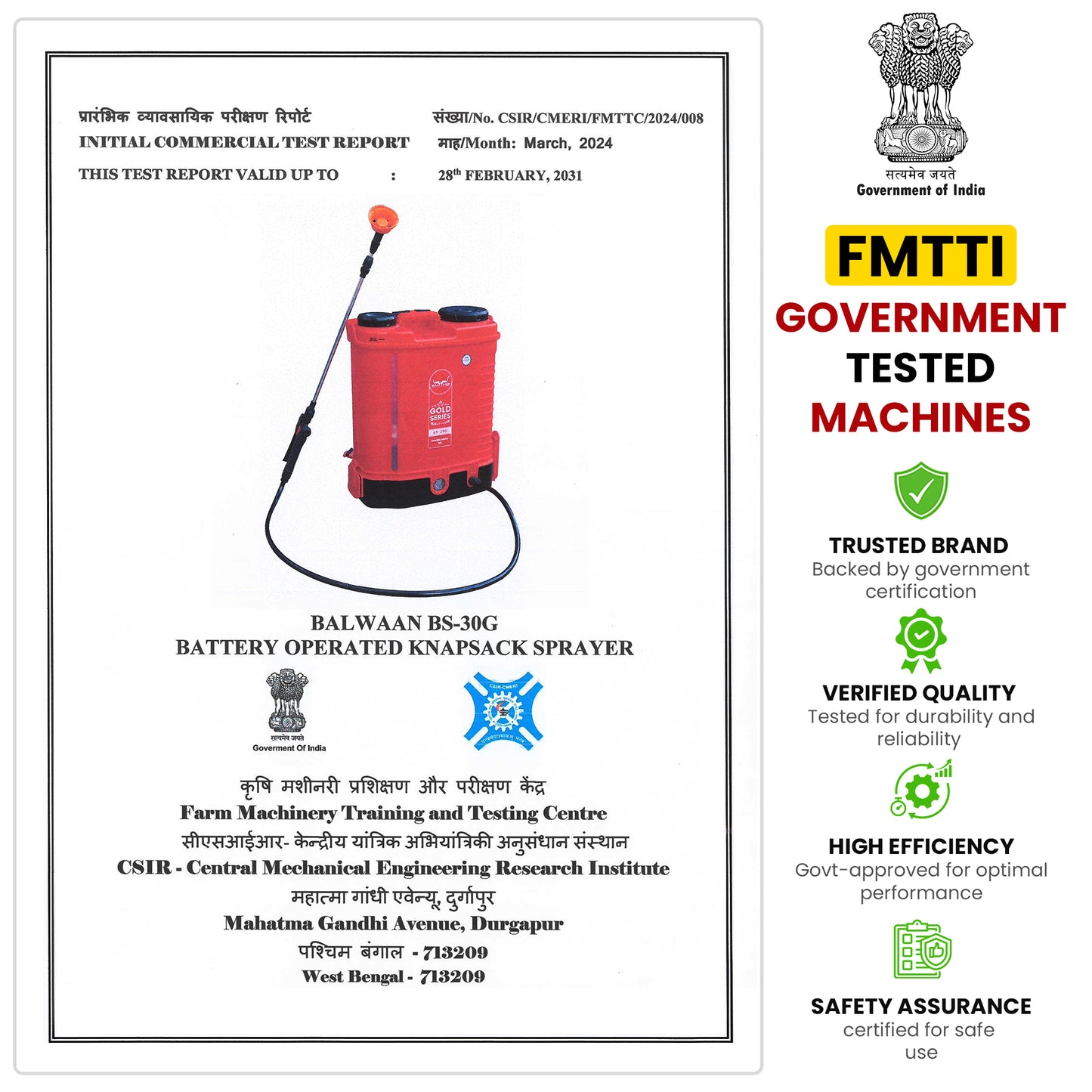 Balwaan Gold Double Motor Battery Sprayer (12x12) BS-30G | Digital Battery Indicator | 20L Tank | 3X Pressure Sprayer, Suitable for Long & Short Spraying | Free LED Bulb with 15ft Cable