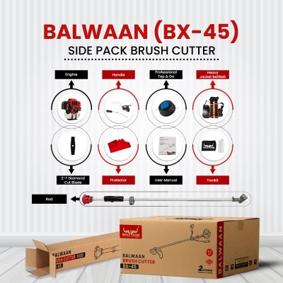 Balwaan Side Pack 2-Stroke Brush Cutter BX-45 | 41.5cc 2-Stroke Petrol Engine | Professional Trimmer with Diamond Cut Blade