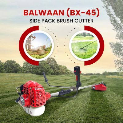 Balwaan Side Pack 2-Stroke Brush Cutter BX-45 | 41.5cc 2-Stroke Petrol Engine | Professional Trimmer with Diamond Cut Blade