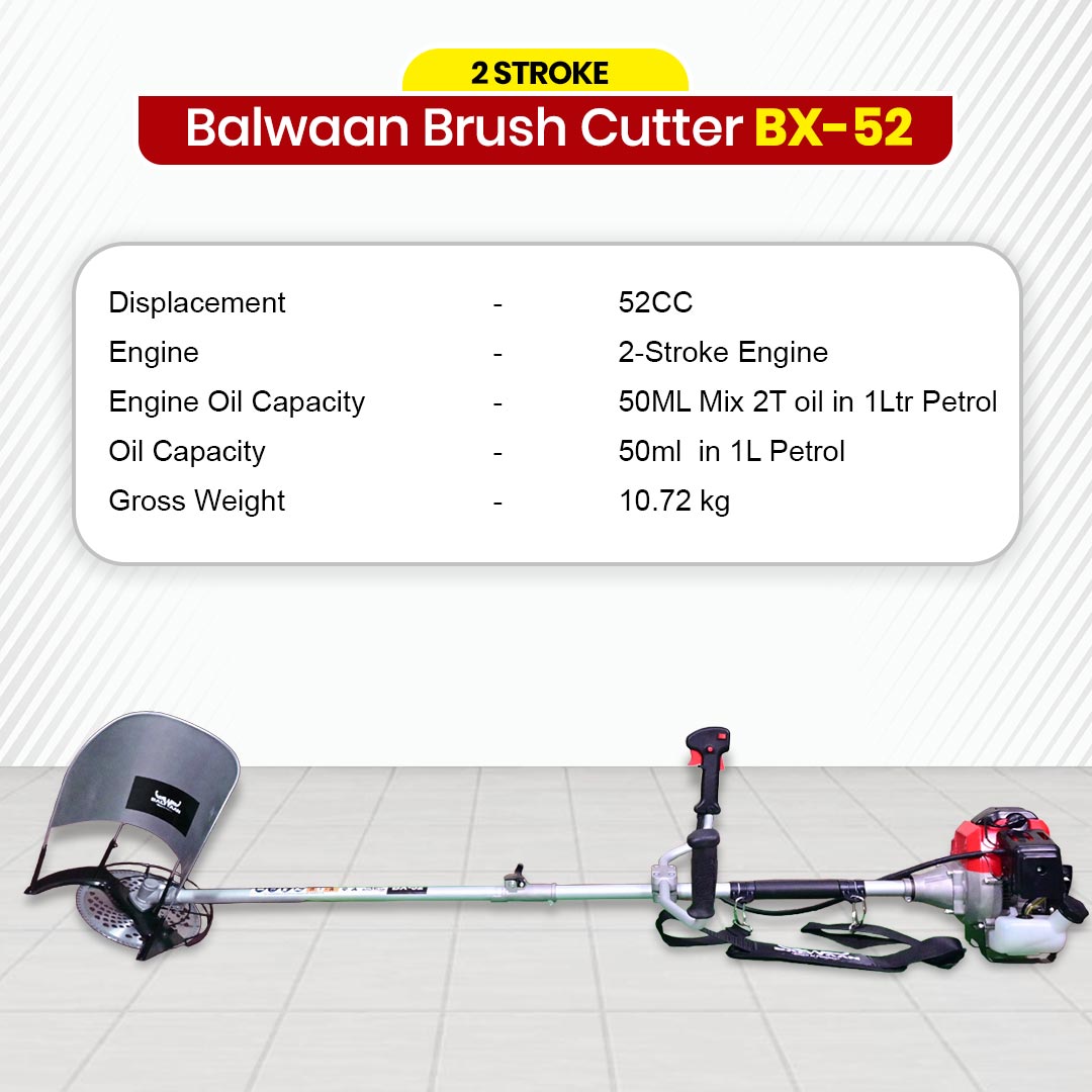 Balwaan Pragati 2 Stroke 52cc Side Pack Brush Cutter Extra Power Torque Engine|80T, 3T Blade, Tap n Go for Agriculture, Gardening, Lawn Grass Trimming Eco Series Free Engine Oil|BX-52