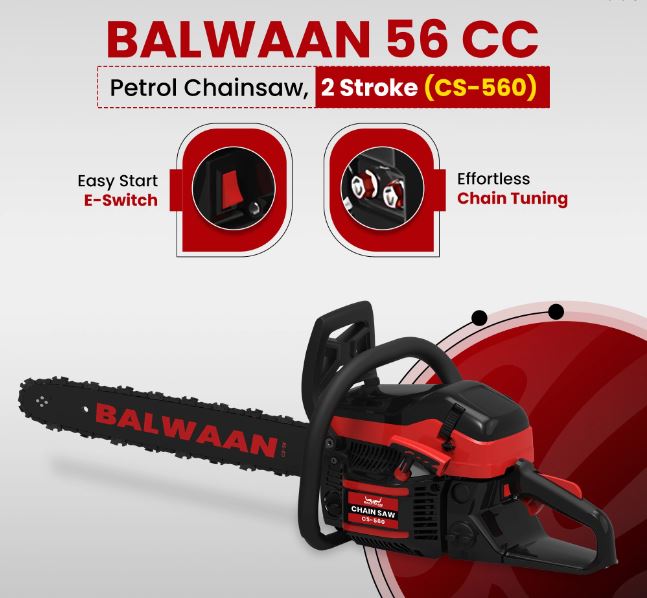 Balwaan Petrol Chainsaw | 56cc 2-Stroke Engine | 22-Inch Bar | CS-560