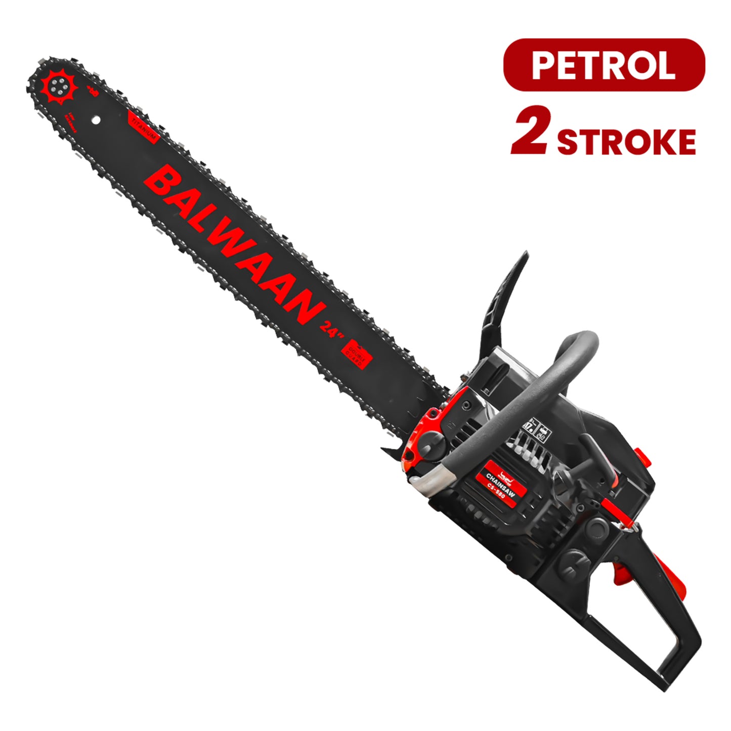 Balwaan Krishi Petrol Chainsaw | 58cc 2-Stroke Engine | 24-Inch Guide Bar | 13,500 RPM | Powerful Chainsaw for Cutting Wood, Trees, Firewood | Ideal for Farming, Gardening, Logging|CS-580
