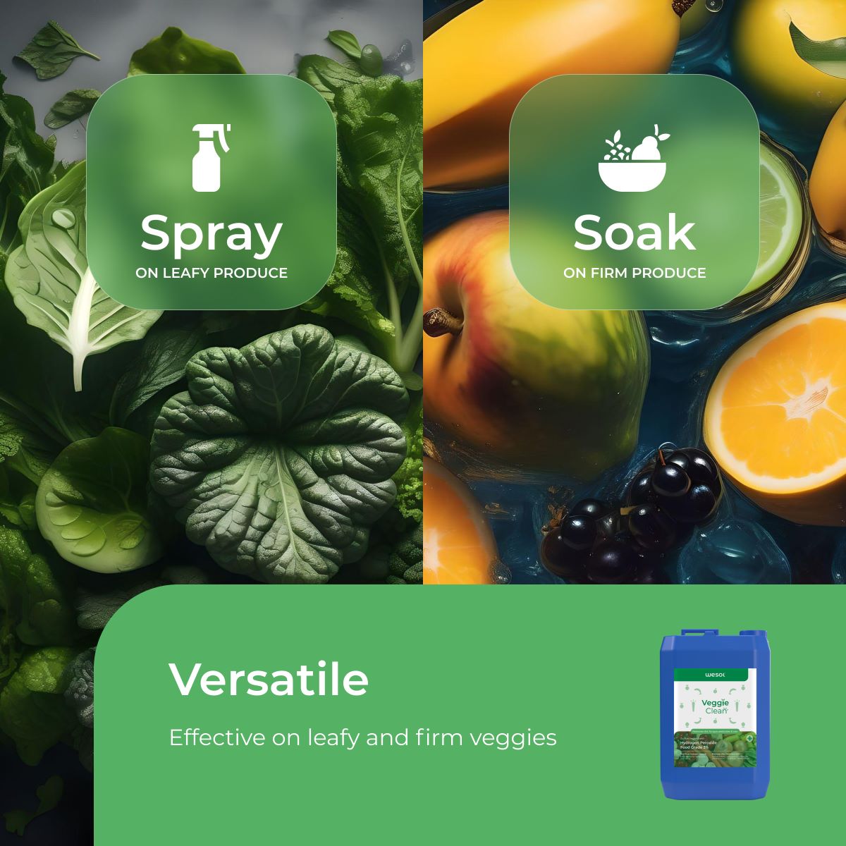 Wesol Vegetable Wash Liquid Hydrogen Peroxide 3% w/w - 5L