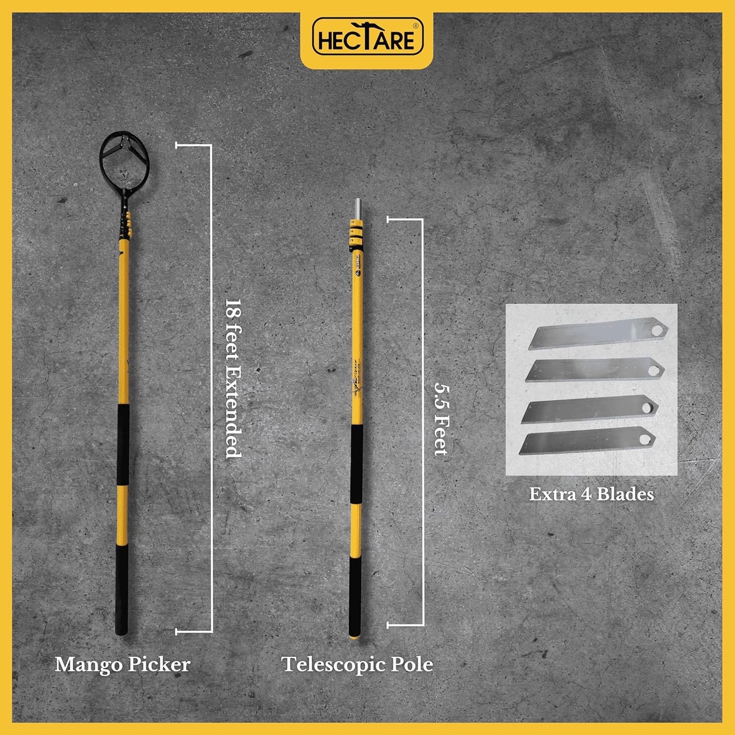 Hectare Mango Picker with 18 Feet Telescopic Pole | Shockproof Handle