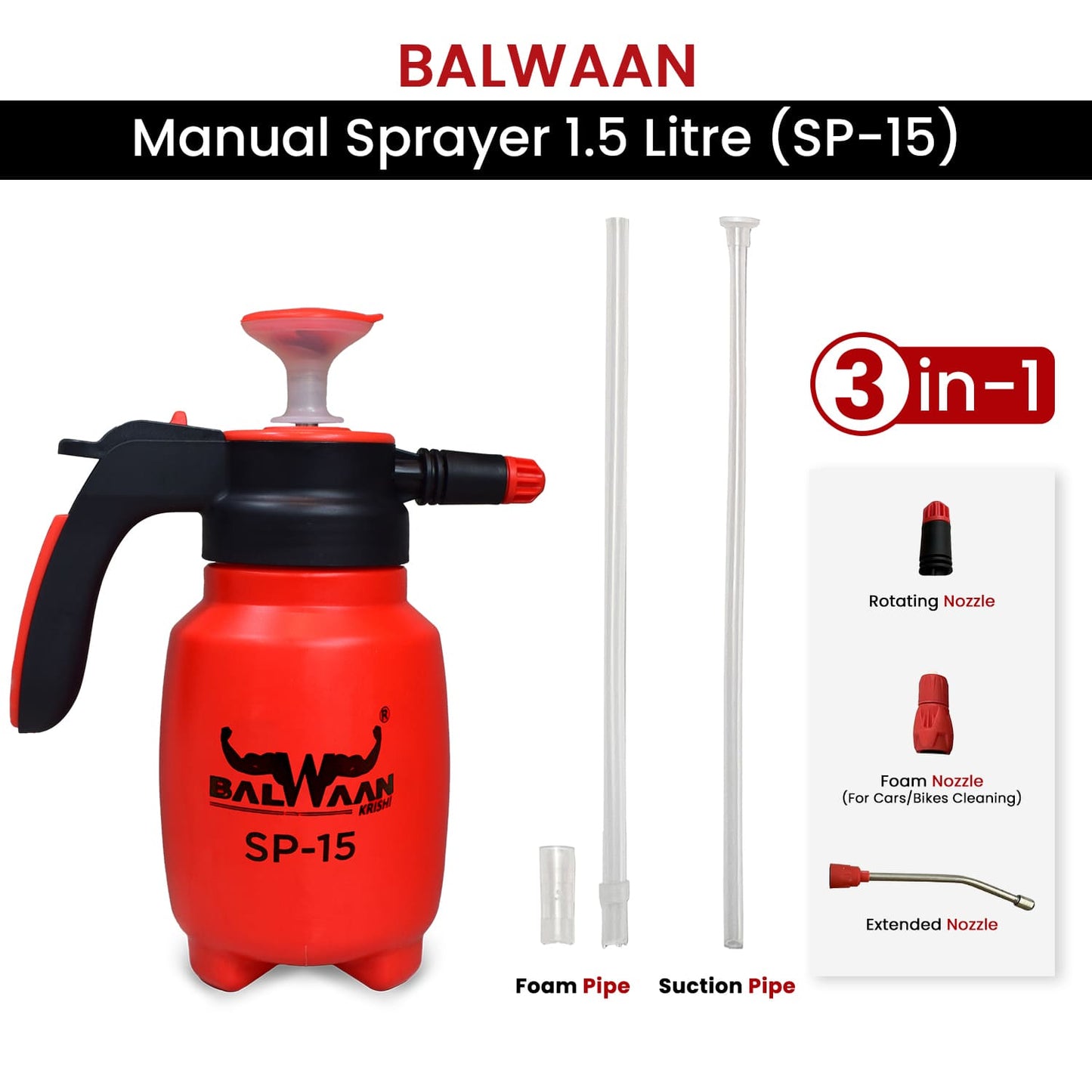 Balwaan Manual Pressure Sprayer 1.5 litre SP-15