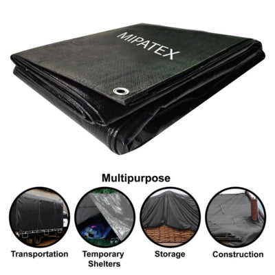 Mipatex Tarpaulin / Tirpal 36 Feet x 30 Feet 150 GSM (Black)